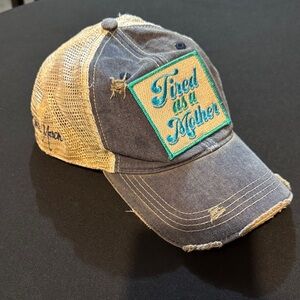 Judith March Blue and Tan Distressed Cap
